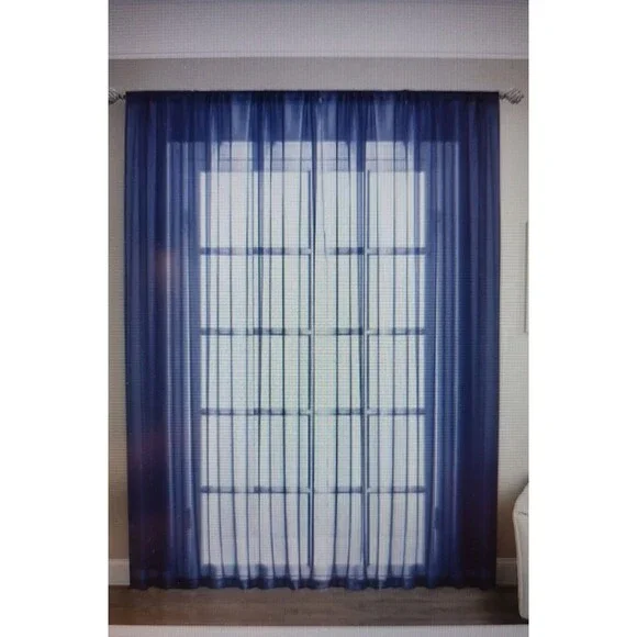 Loyolady Royal Blue Sheer Curtain Drape 100" x 102"L New - Picture 1 of 6
